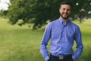 New Calibro Consultants starter Nathan Blake standing in a field