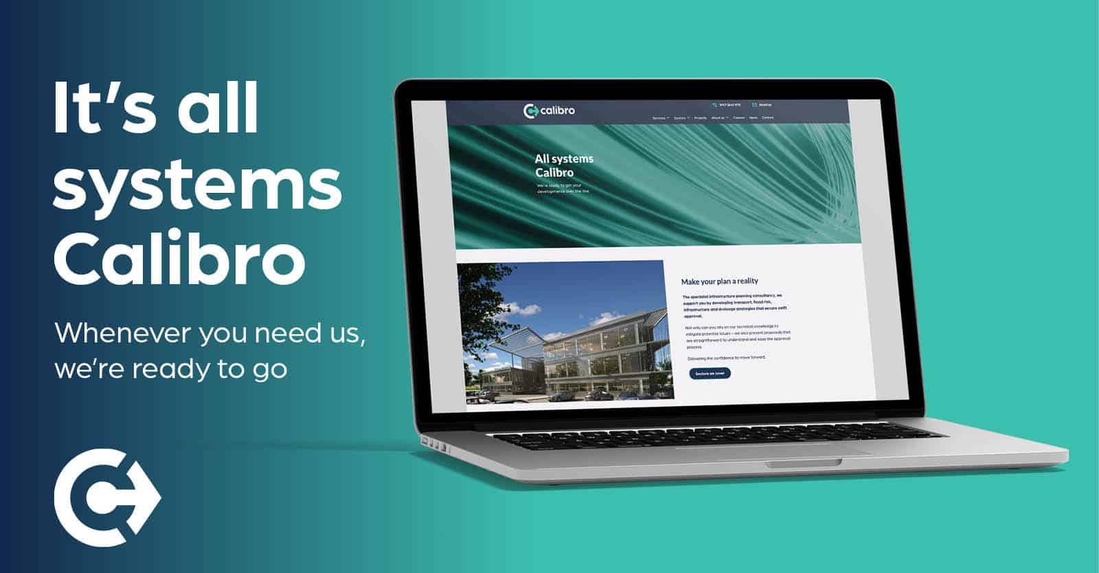 Laptop showing Calibro website